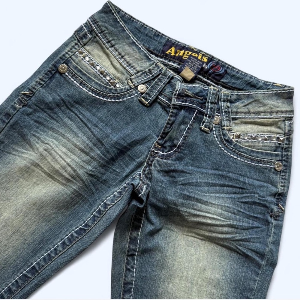 Angels Women’s Washed Blue Straight Leg Jeans